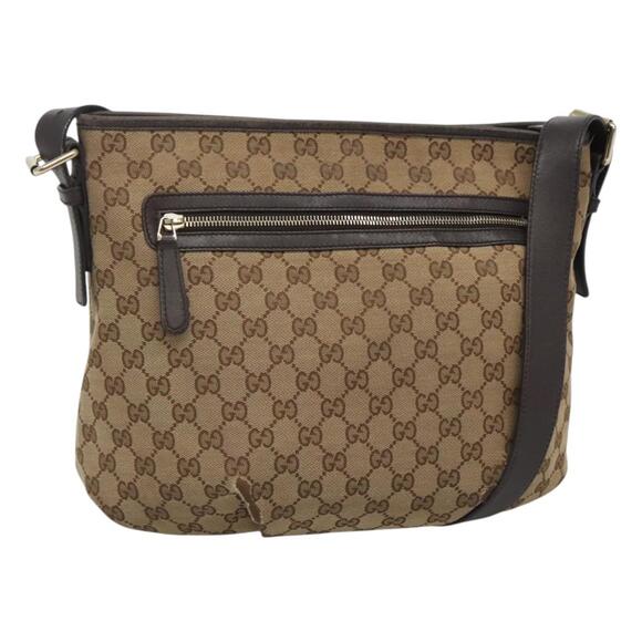 GUCCI GG Canvas Shoulder Bag Outlet Beige Gold - Picture 1 of 16